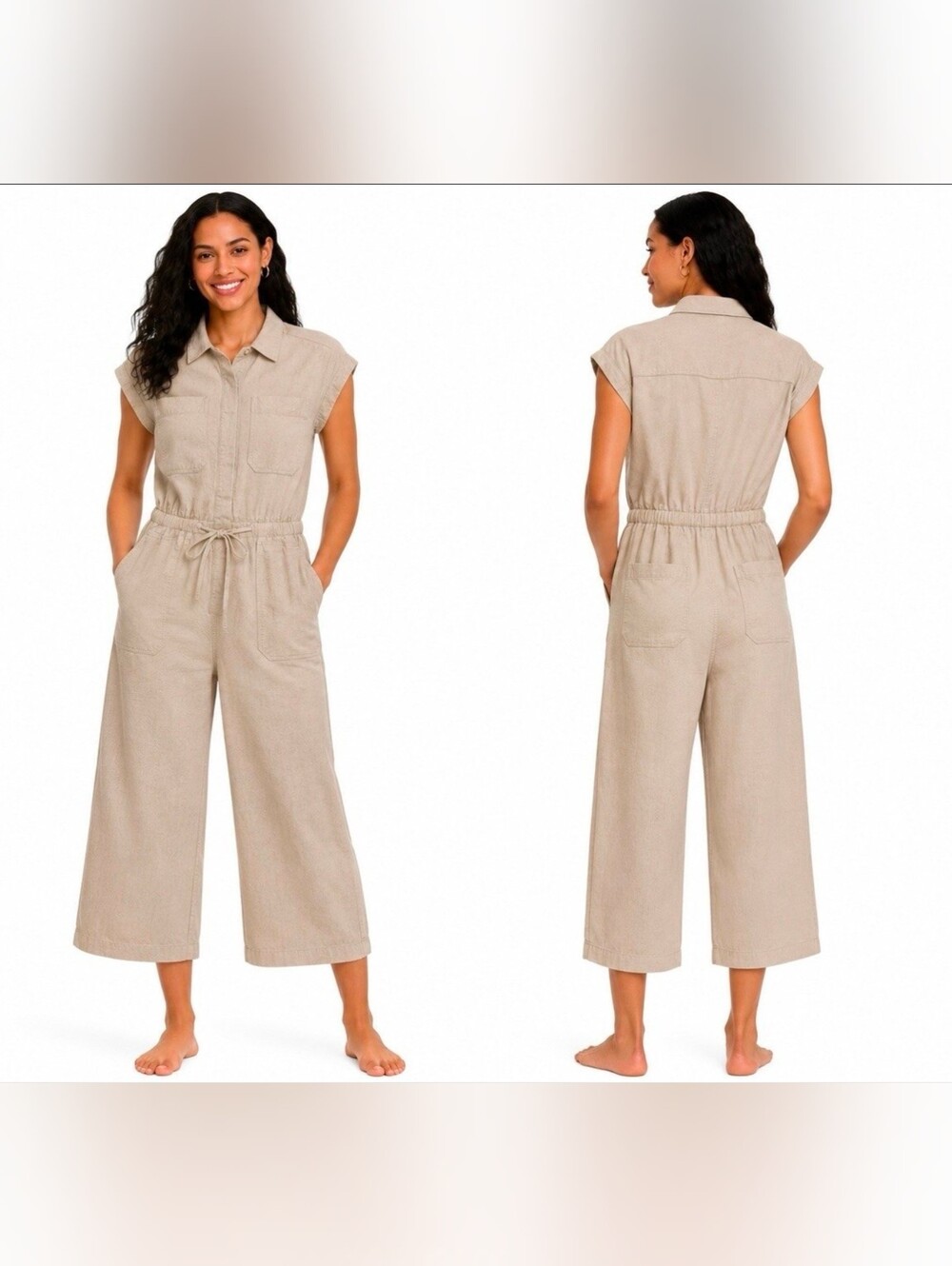 Universal Thread Linen-Blend Sleeveless Utility Jumpsuit